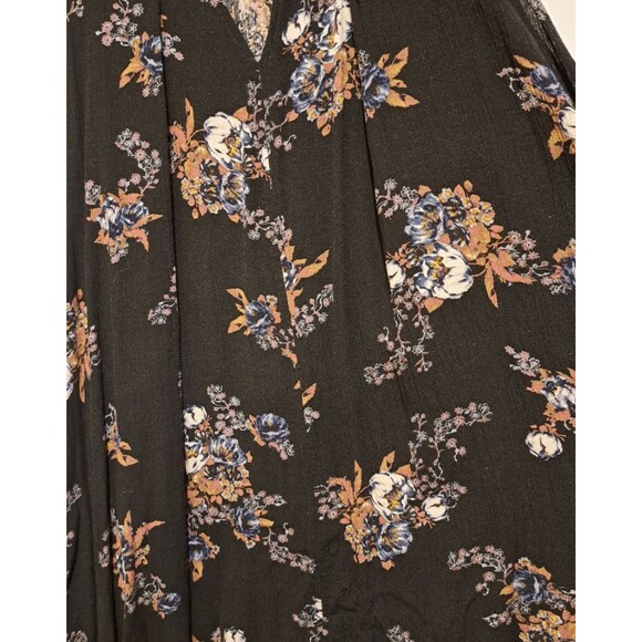 Free People Black Floral Snap Out of it Pull Over Swing Dress Size Small - Picture 4 of 14